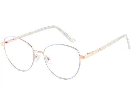Lunettes ovales en métal bleu #BS2425-0416