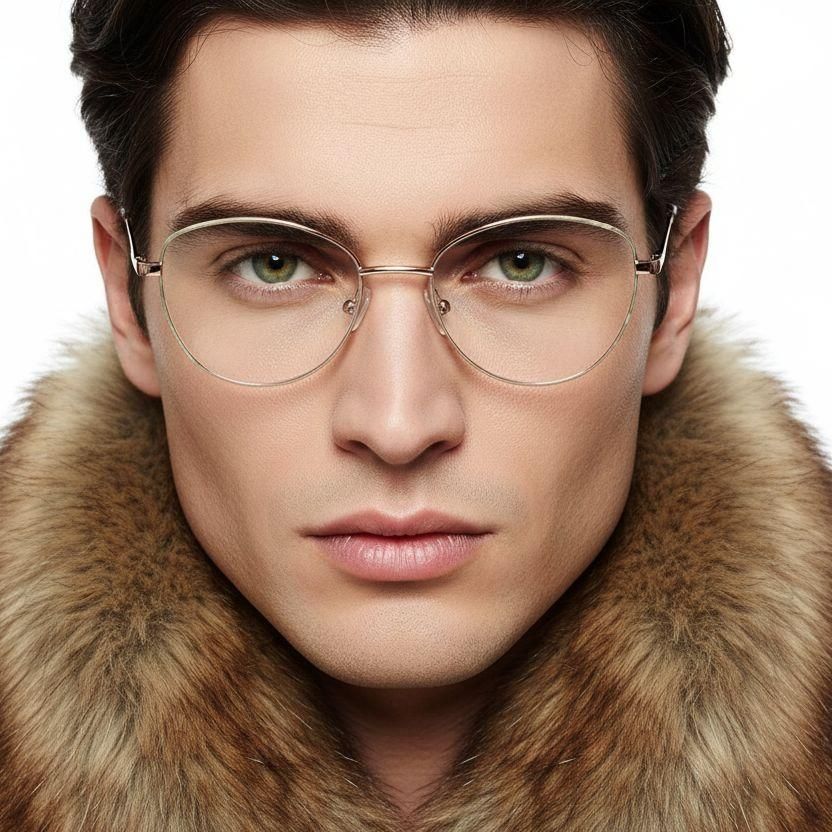 Ovale cremefarbene Metallbrille #BS2425-0417