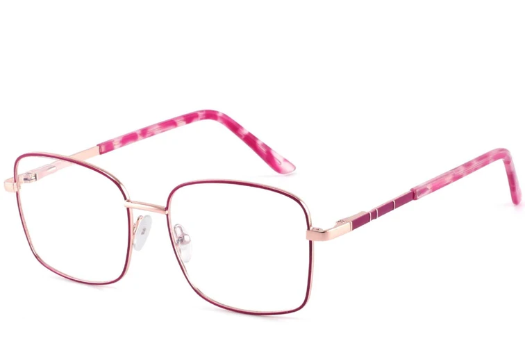 Rechteckige rote Metallbrille #BS2425-0418