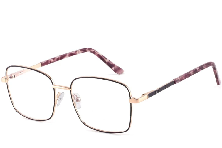 Gafas rectangulares de metal negro #BS2425-0420