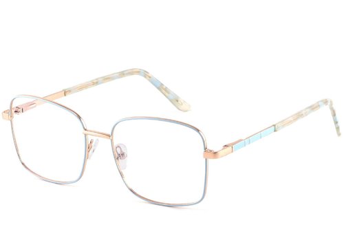 Lunettes rectangulaires en métal bleu #BS2425-0421