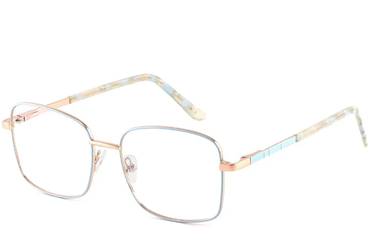 Rectangular Blue Metal Glasses #BS2425-0421