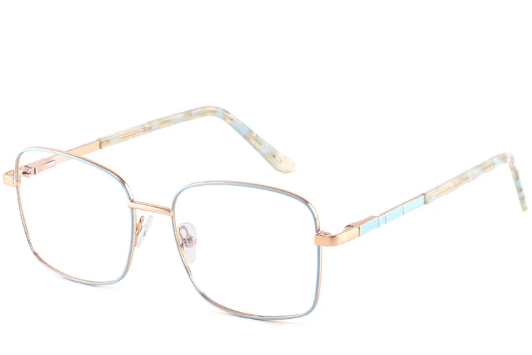 Lunettes rectangulaires en métal bleu #BS2425-0421