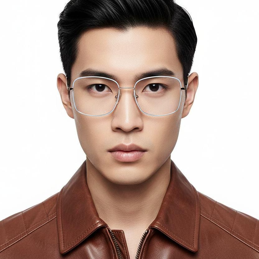 Rectangular Blue Metal Glasses #BS2425-0421