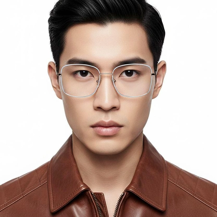 Rectangular Blue Metal Glasses #BS2425-0421