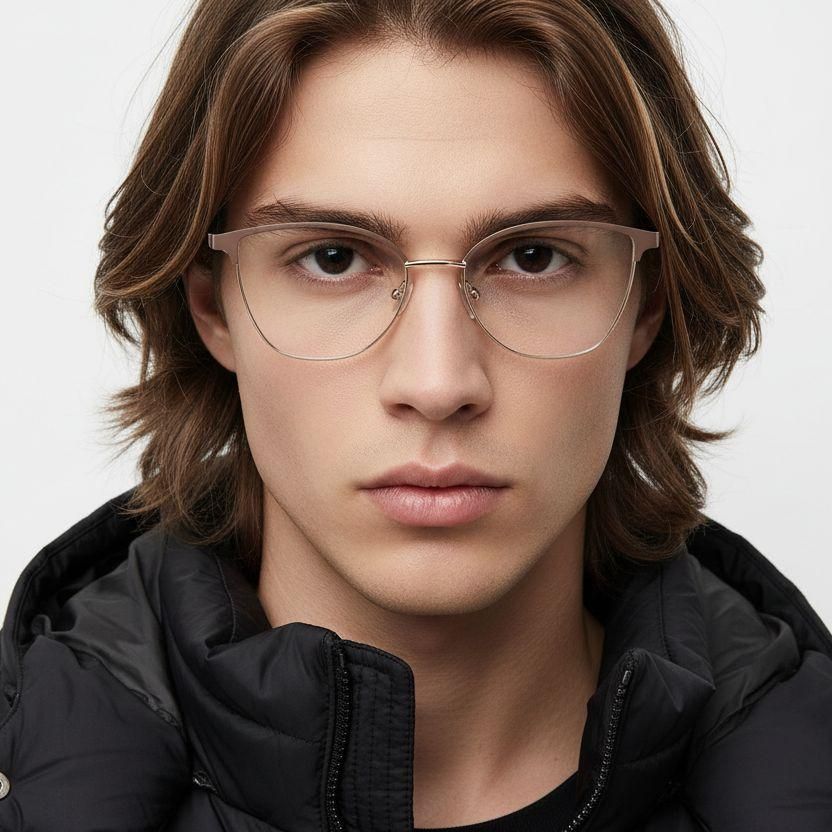 Gafas ovaladas de metal marrón #BS2425-0426