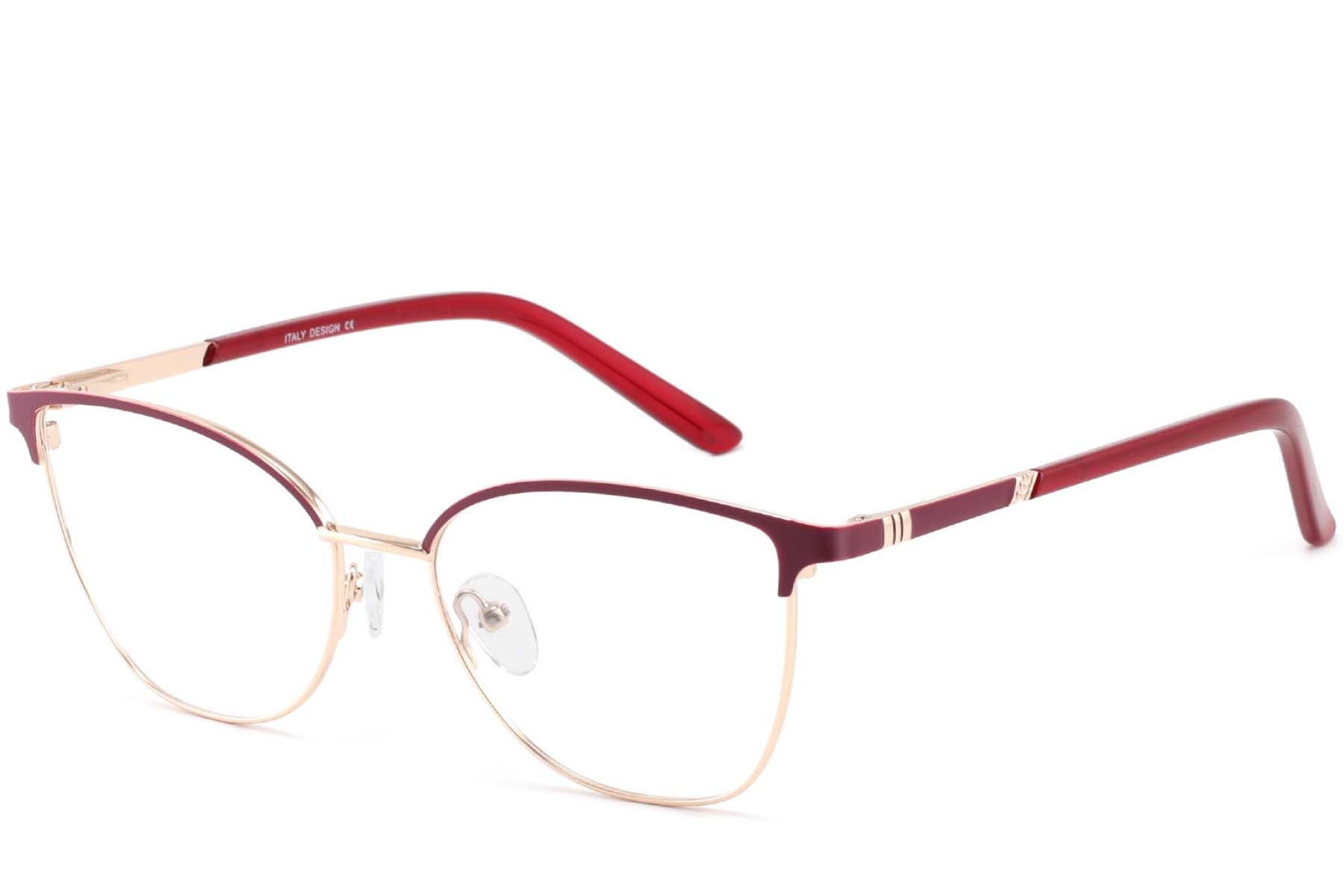 Oval Red Metal Glasses #BS2425-0427