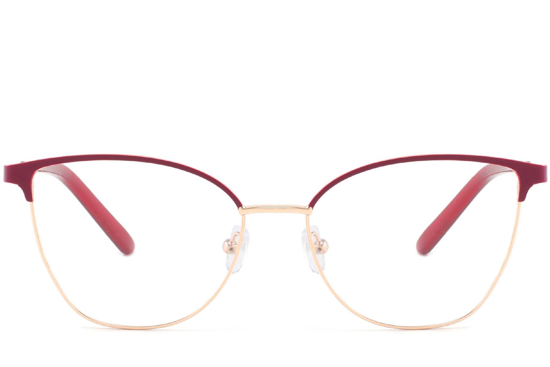 Oval Red Metal Glasses #BS2425-0427