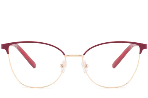 Lunettes ovales en métal rouge #BS2425-0427
