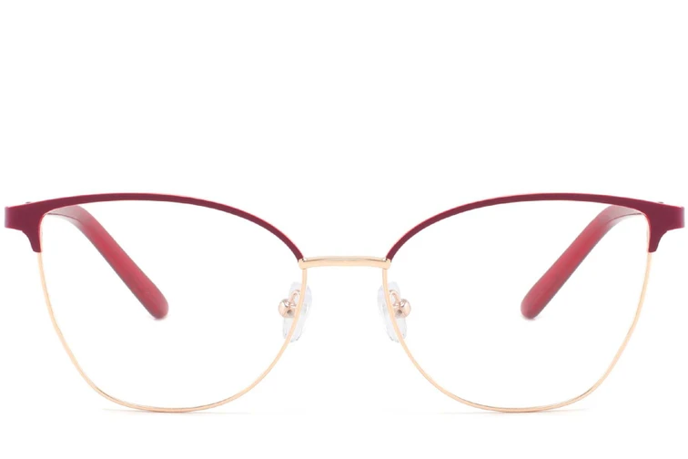 Oval Red Metal Glasses #BS2425-0427