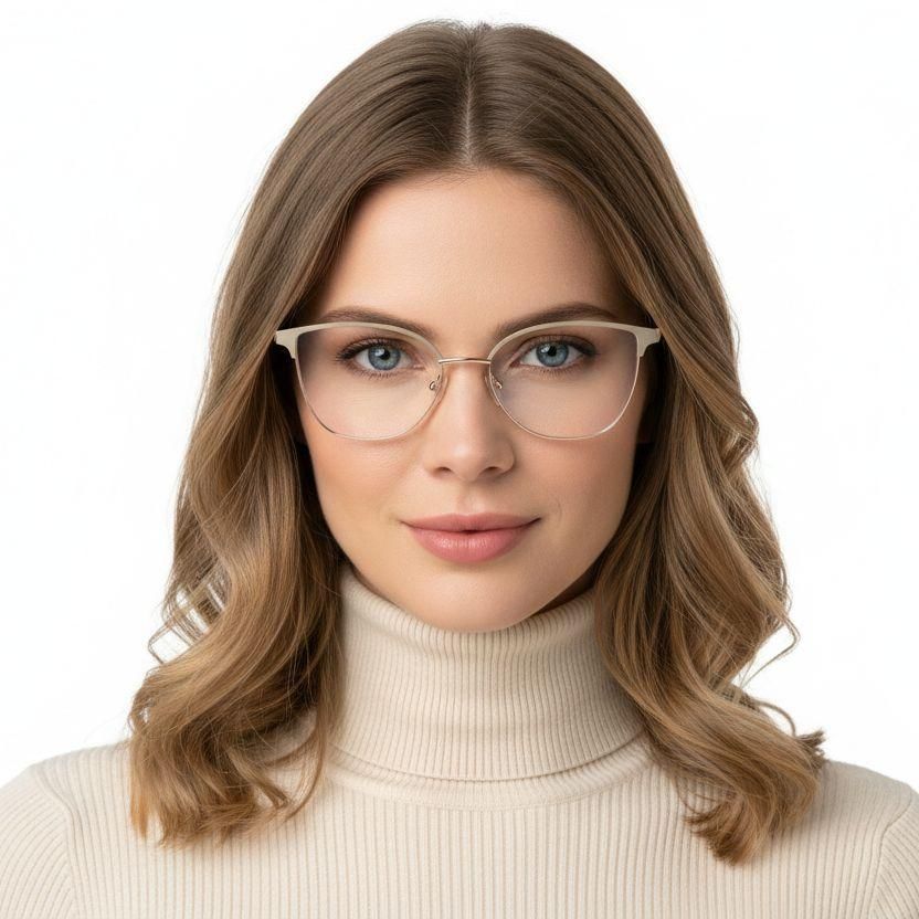Oval Cream Metal Glasses #BS2425-0428