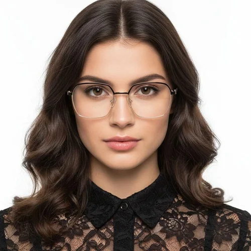 Lunettes rectangulaires en métal noir #BS2425-0435
