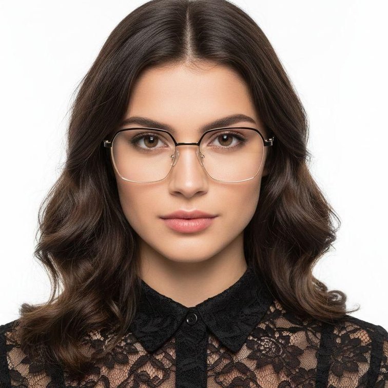 Rectangular Black Metal Glasses #BS2425-0435