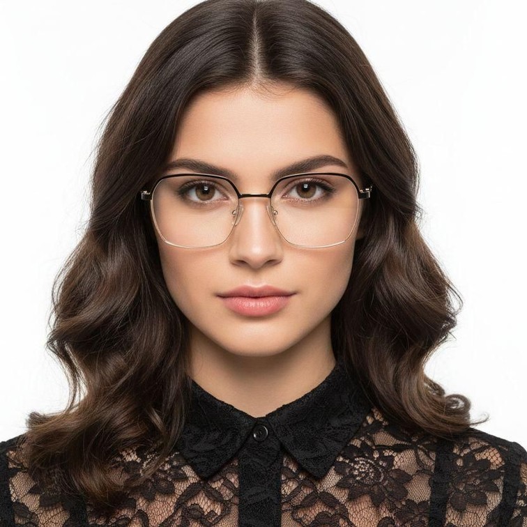 Rectangular Black Metal Glasses #BS2425-0435