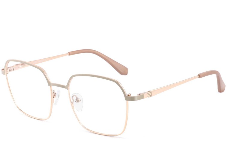Rectangular Cream Metal Glasses #BS2425-0437