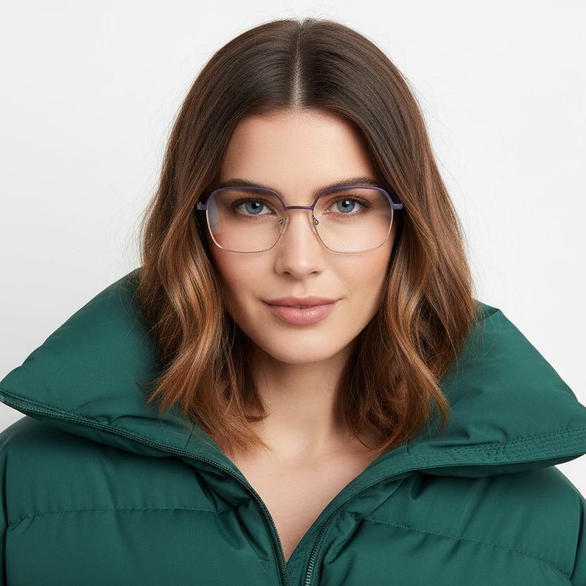 Rectangular Purple Metal Glasses #BS2425-0439