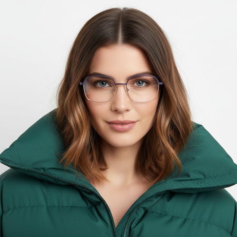 Rectangular Purple Metal Glasses #BS2425-0439