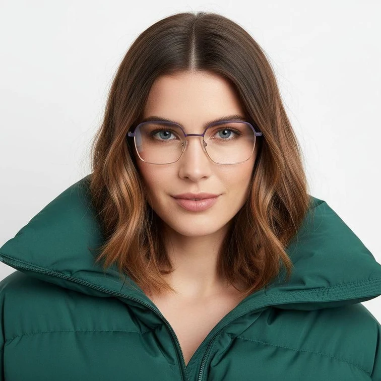 Lunettes rectangulaires en métal violet #BS2425-0439