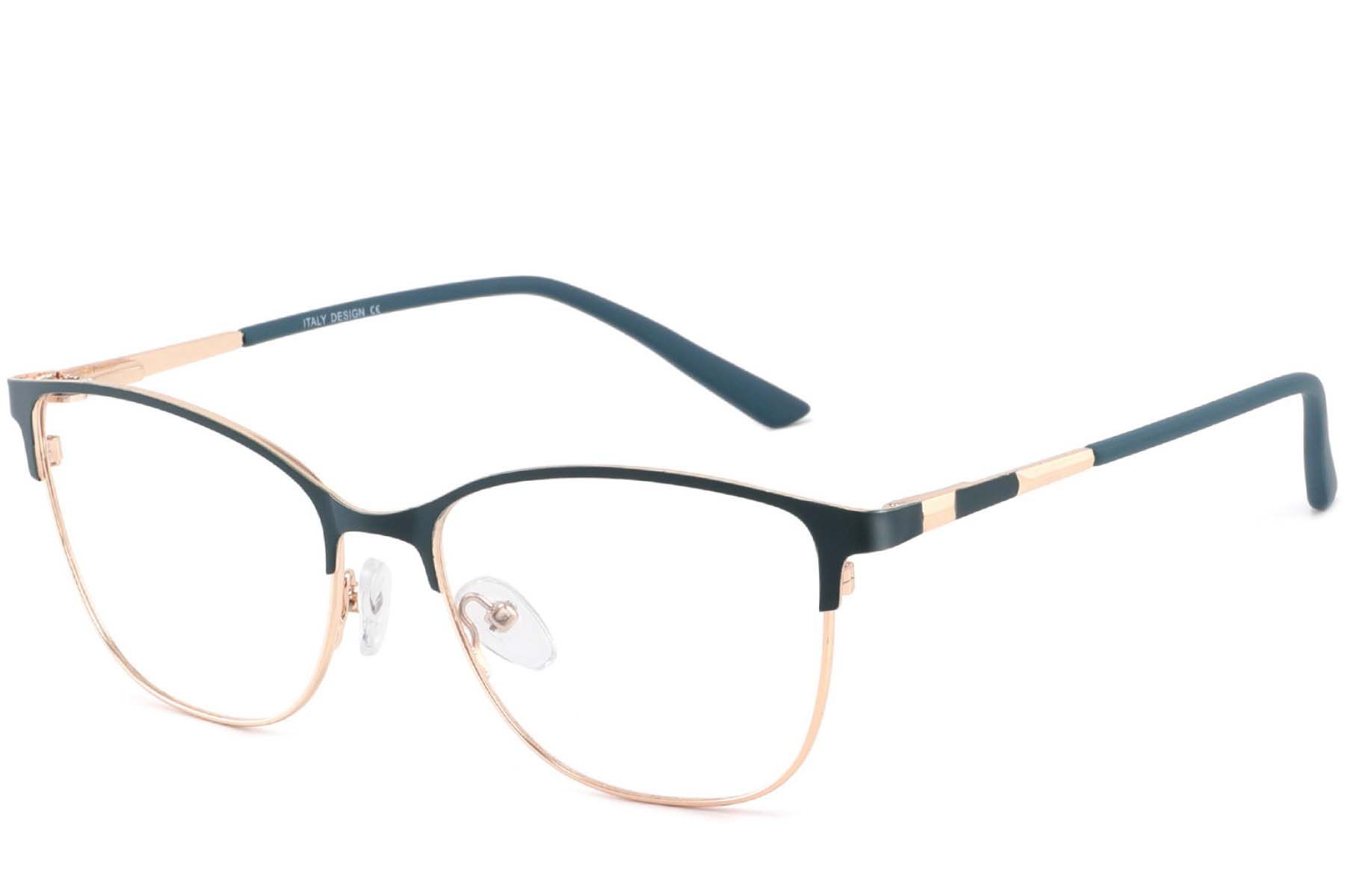 Oval Green Metal Glasses #BS2425-0445