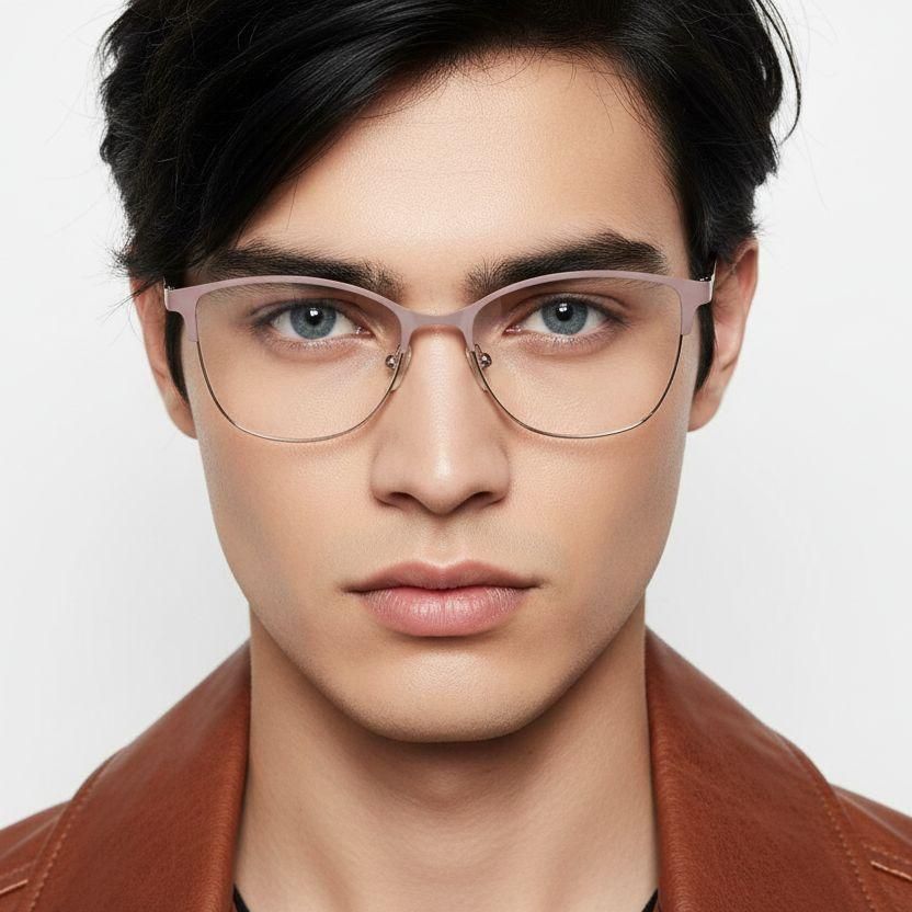 Gafas ovaladas de metal rosa #BS2425-0446