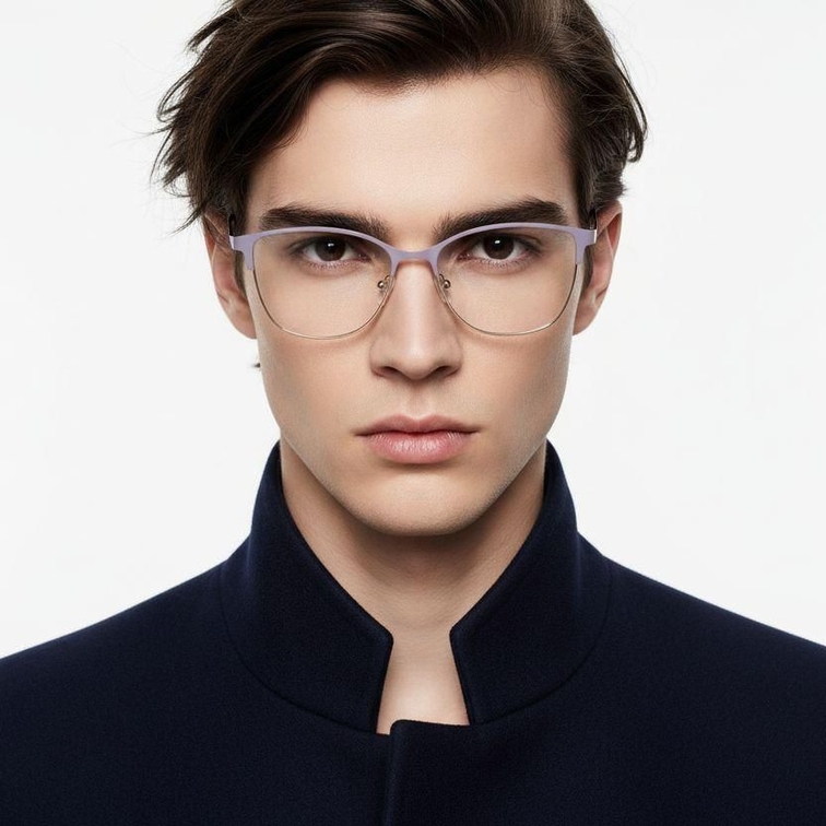 Gafas ovaladas de metal morado #BS2425-0448