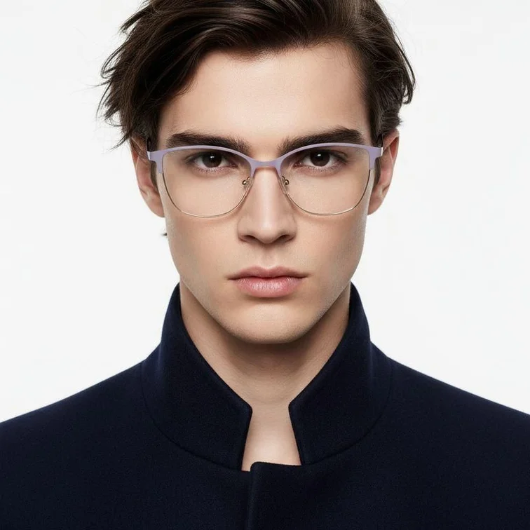 Oval Purple Metal Glasses #BS2425-0448