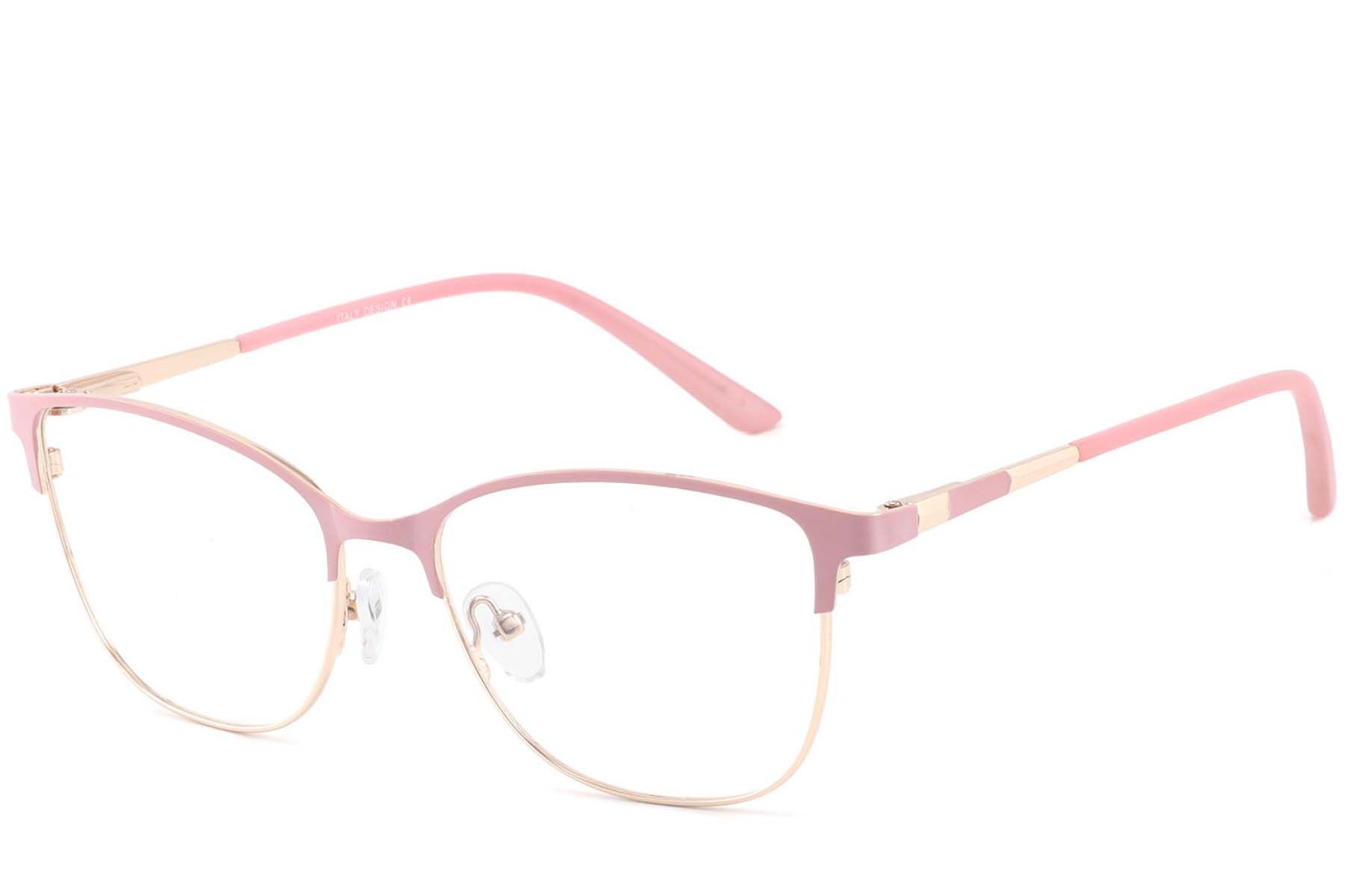 Oval Pink Metal Glasses #BS2425-0449