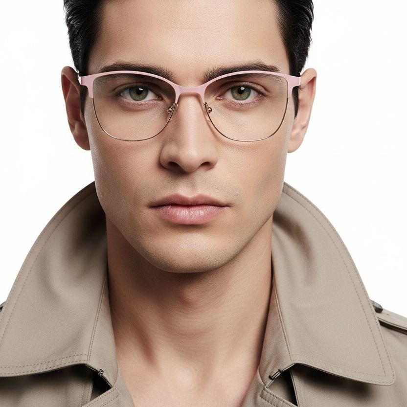 Gafas ovaladas de metal rosa #BS2425-0449