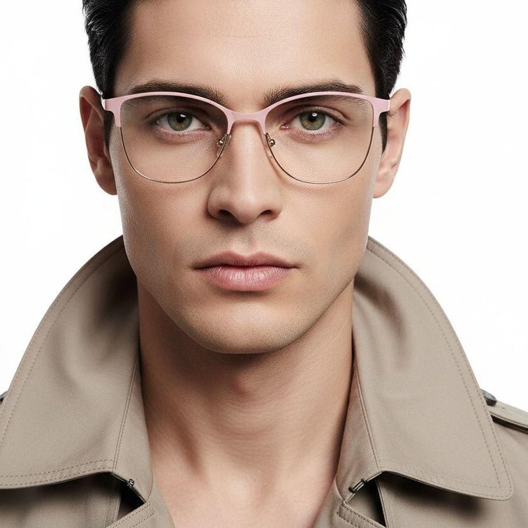 Oval Pink Metal Glasses #BS2425-0449