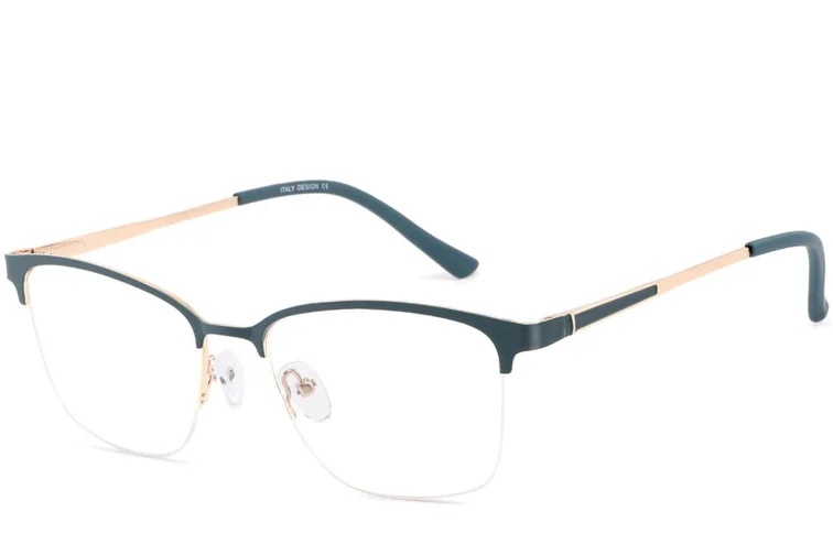 Semi-rimless Green Metal Glasses #BS2425-0450