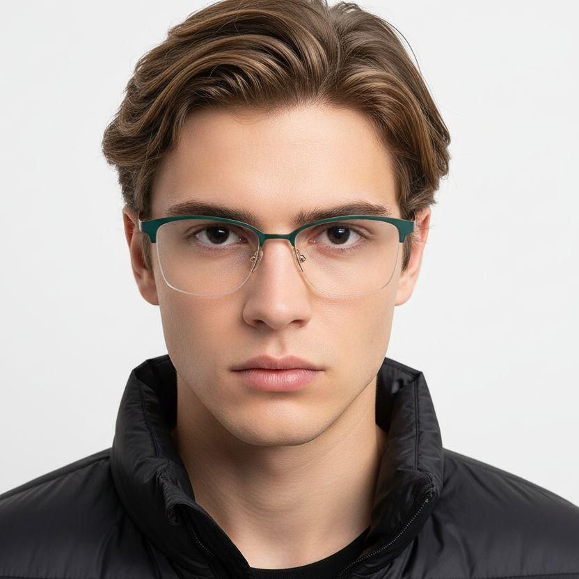 Gafas de metal verde semi al aire #BS2425-0450