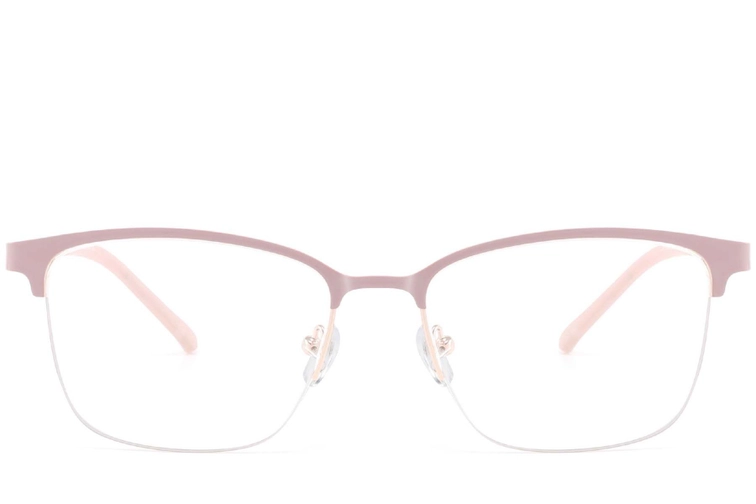 Semi-rimless Pink Metal Glasses #BS2425-0451