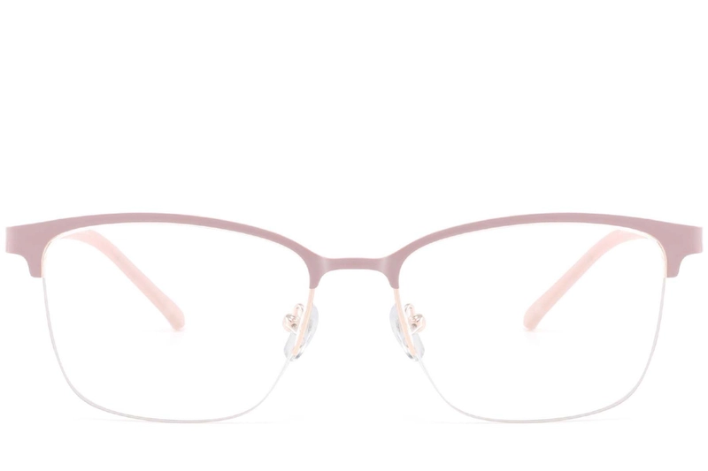 Semi-rimless Pink Metal Glasses #BS2425-0451