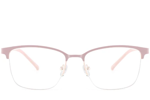 Semi-rimless Pink Metal Glasses #BS2425-0451