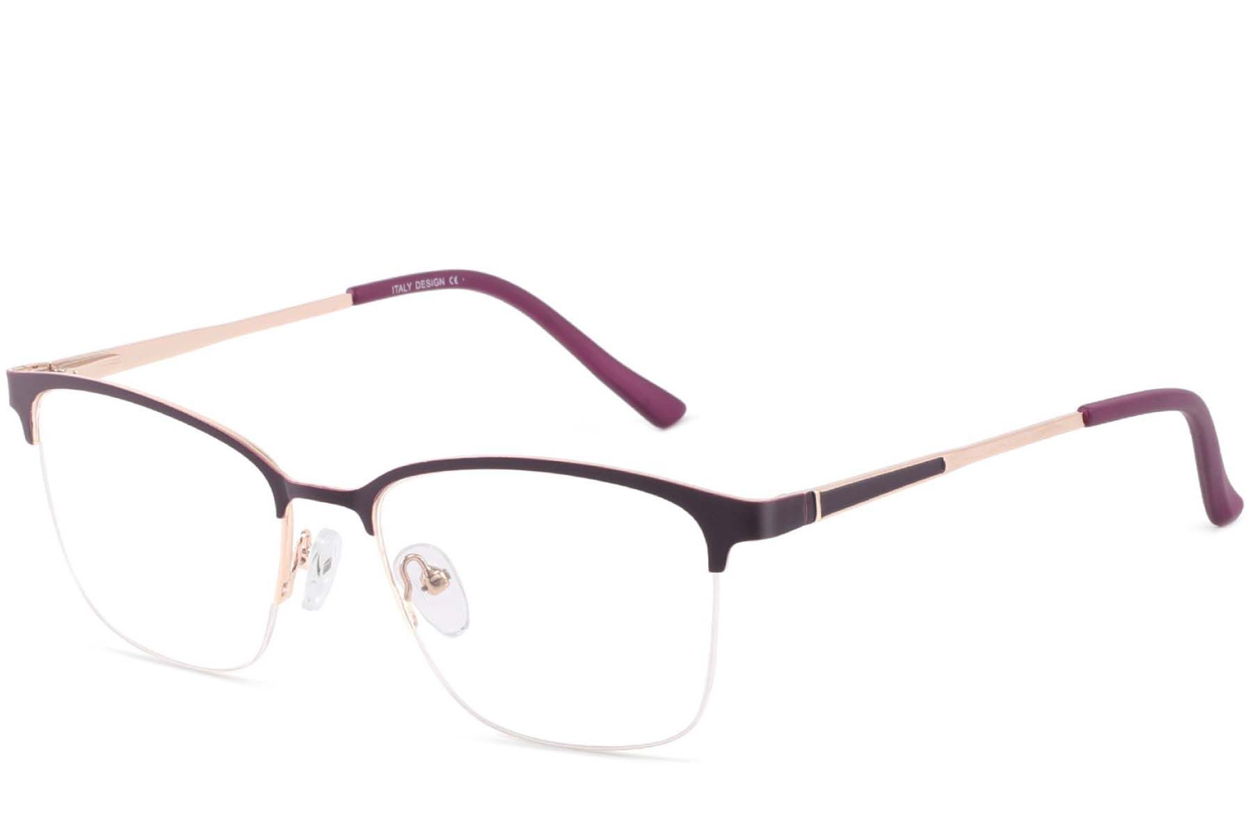 Semi-rimless Purple Metal Glasses #BS2425-0453