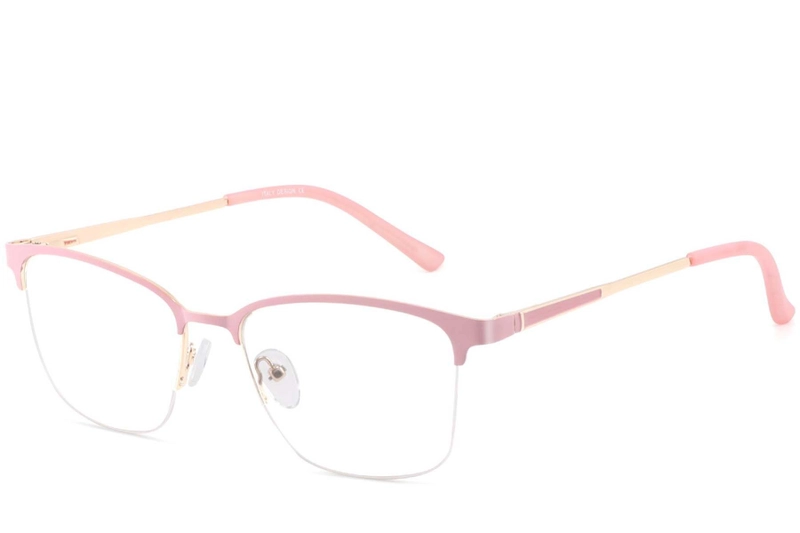 Semi-rimless Pink Metal Glasses #BS2425-0454