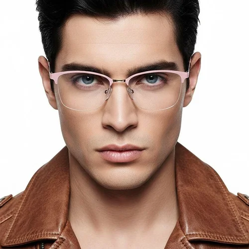 Lunettes en métal rose à demi-cercle #BS2425-0454