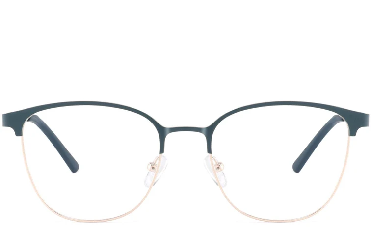 Oval Green Metal Glasses #BS2425-0455