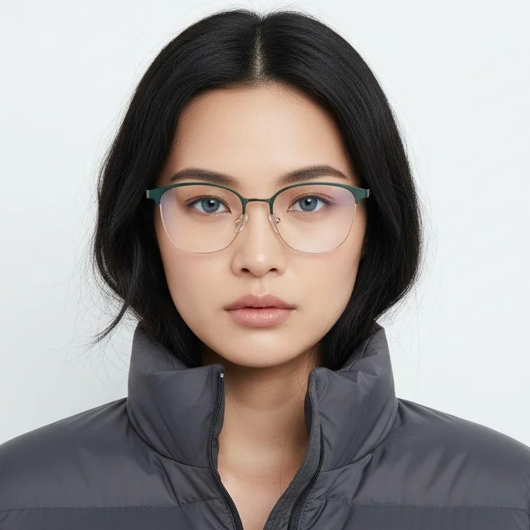 Gafas ovaladas de metal verde #BS2425-0455