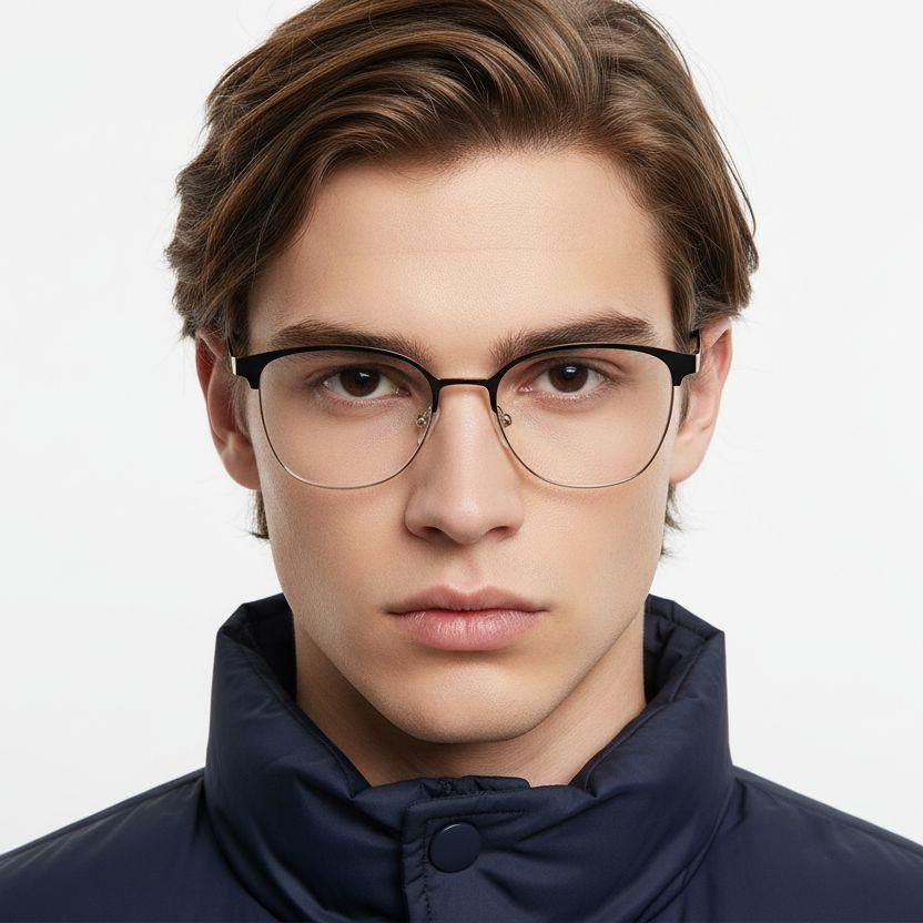 Oval Black Metal Glasses #BS2425-0457