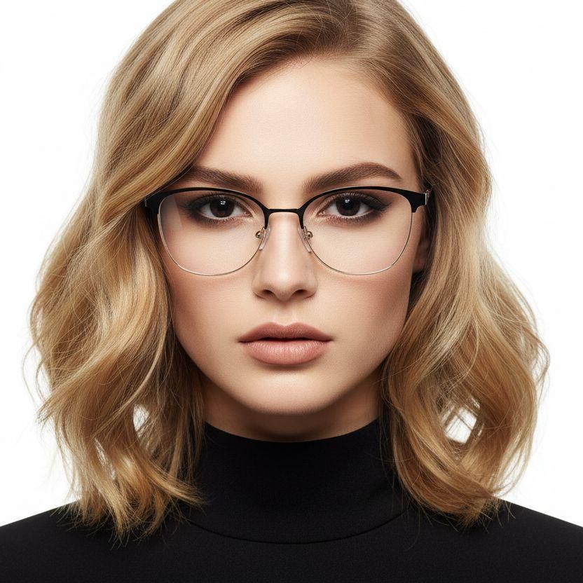 Oval Black Metal Glasses #BS2425-0457