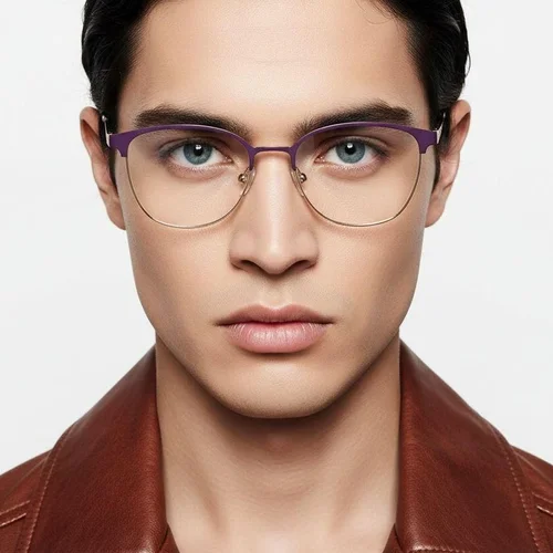 Lunettes ovales en métal violet #BS2425-0458