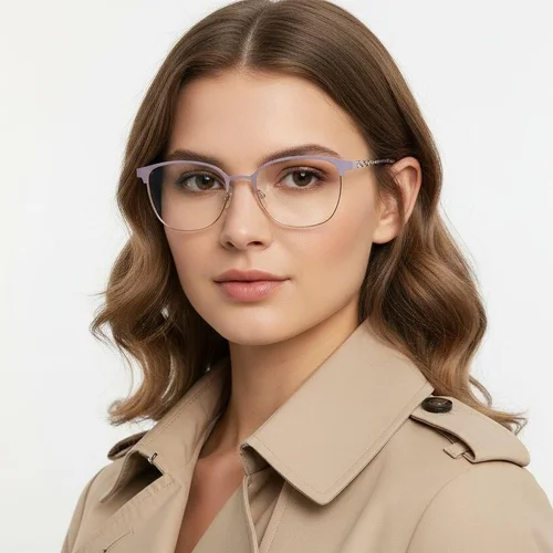 Lunettes ovales en métal violet #BS2425-0459