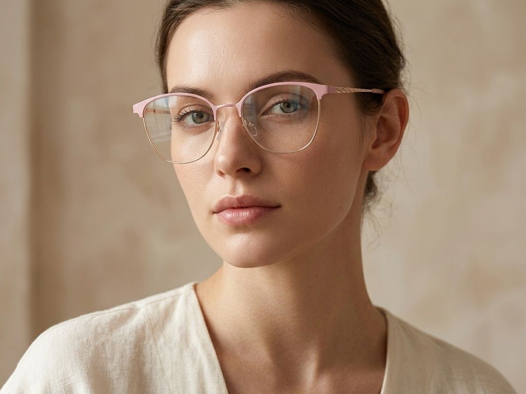 Gafas ovaladas de metal rosa #BS2425-0460