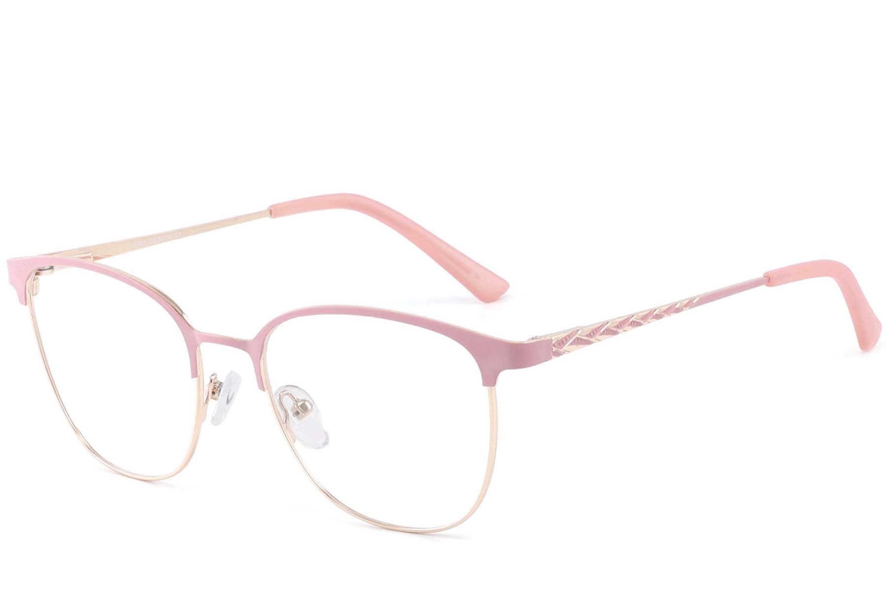 Oval Pink Metal Glasses #BS2425-0460