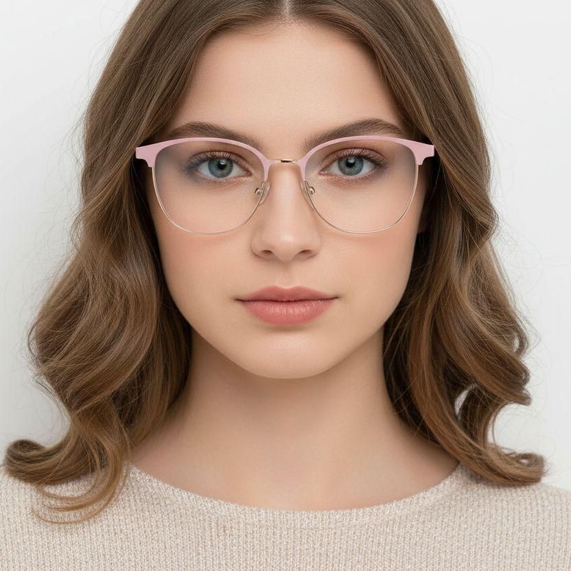 Gafas ovaladas de metal rosa #BS2425-0460