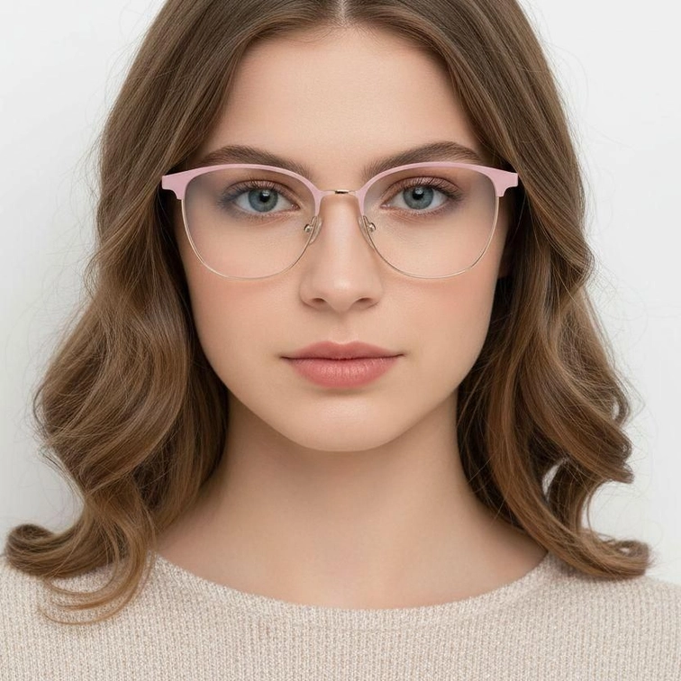 Gafas ovaladas de metal rosa #BS2425-0460