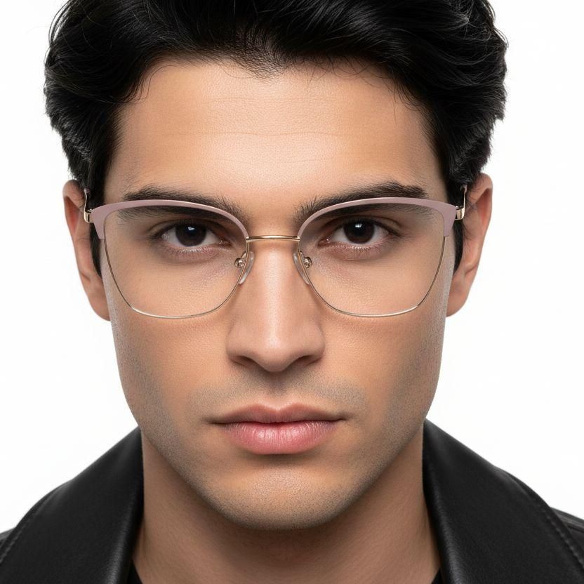 Rectangular Pink Metal Glasses #BS2425-0461