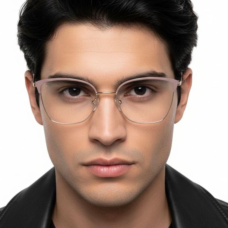 Rectangular Pink Metal Glasses #BS2425-0461