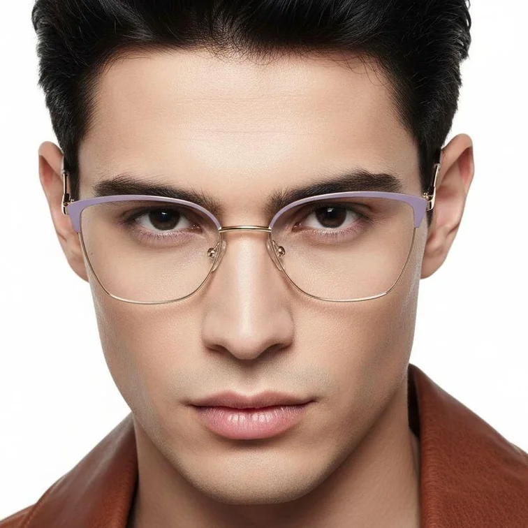 Rectangular Purple Metal Glasses #BS2425-0462